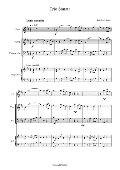 Trio Sonata for Flute, Violin, and Continuo (arr. Alex Tinlin)