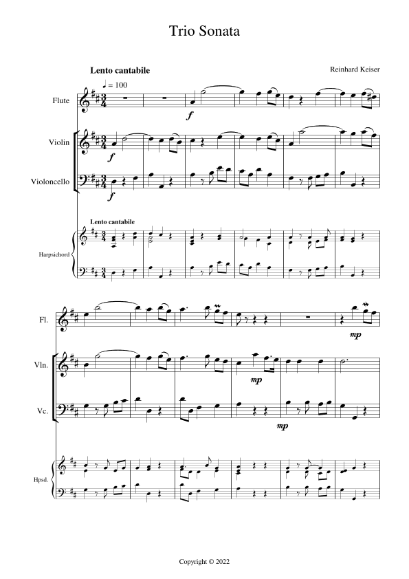 Trio Sonata for Flute, Violin, and Continuo (arr. Alex Tinlin)