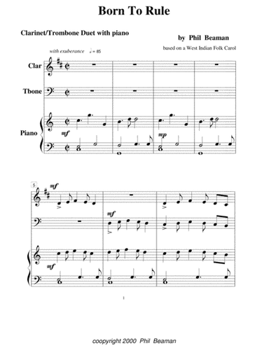 Born To Rule- clarinet and trombone duet with piano