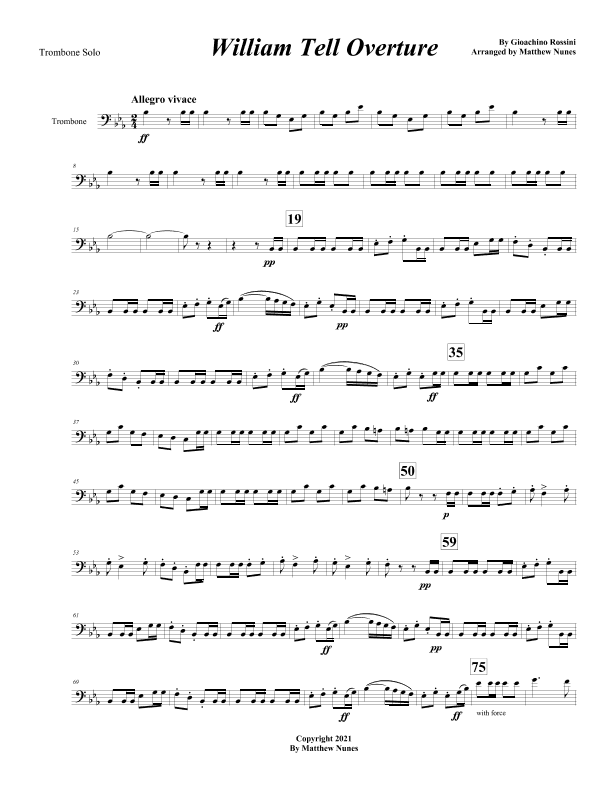 William Tell Overture (Trombone solo) (arr. Matthew Nunes)