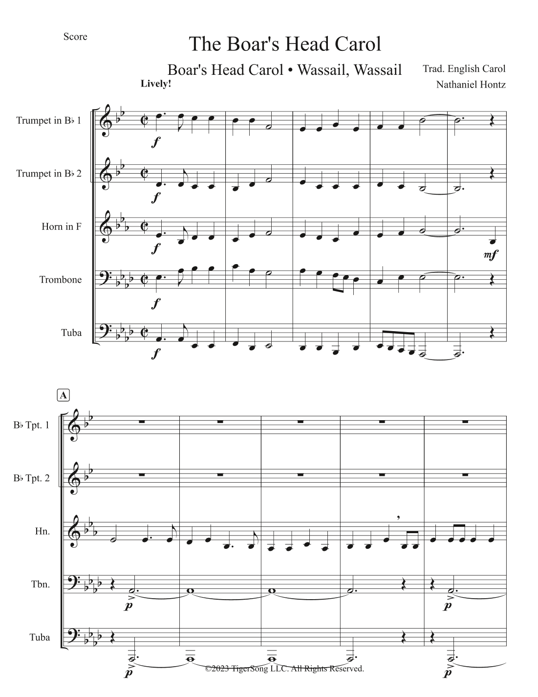 The Boar's Head Carol (English Carol) for Brass Quintet (arr. Nathaniel Hontz)