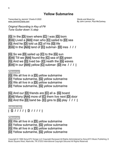 Yellow Submarine (arr. Jammin' Charts)