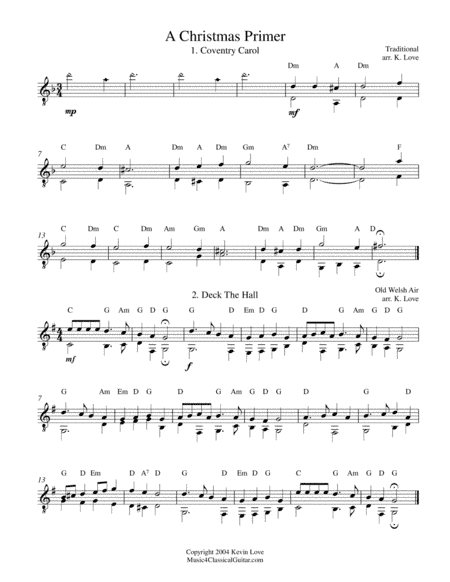 A Christmas Primer for Guitar (arr. Kevin Love)