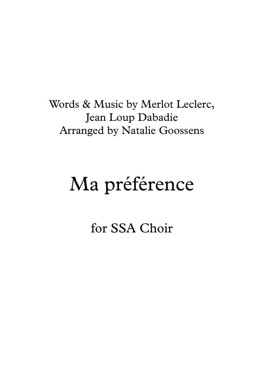 Ma Preference (arr. Natalie Goossens)