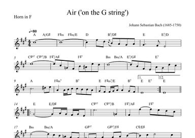 Air ('on the G string') - Horn in F (with chords) (arr. Alex Nunes Rodrigues)