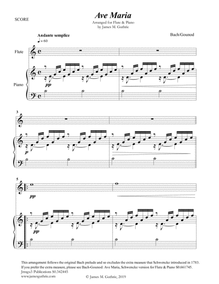 Bach-Gounod: Ave Maria for Flute & Piano (arr. James M. Guthrie, ASCAP)