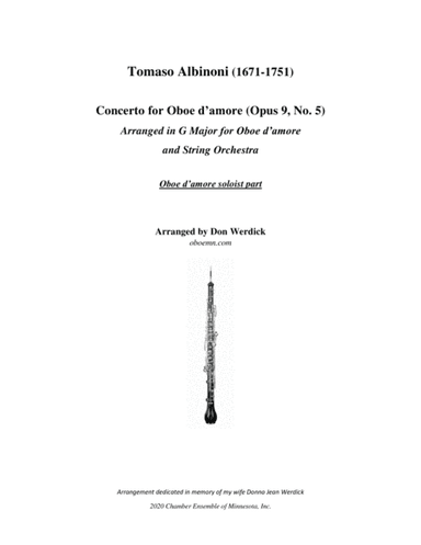Concerto for Oboe d’amore in G Major, Op. 9 No. 5 (arr. Don Werdick (1946 - ))