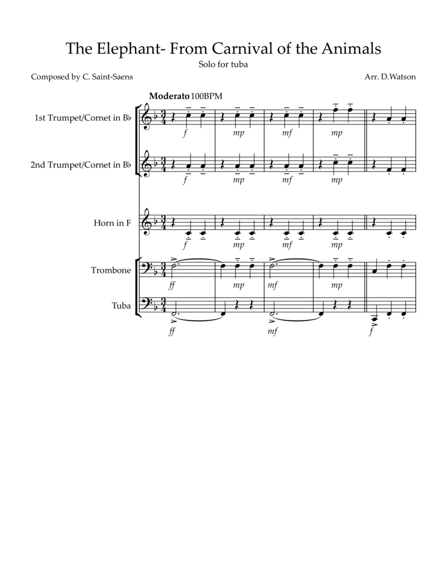 The Elephant for brass quintet (arr. David Watson)