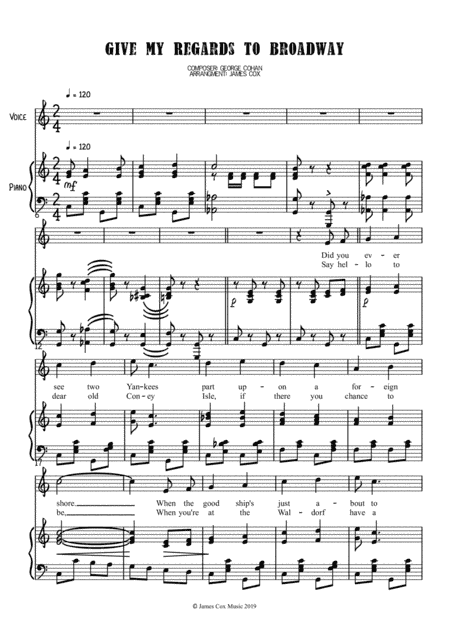 Give My regards to Broadway - Piano & Vocal (arr. James Cox)