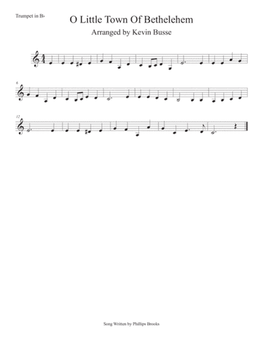 O Little Town Of Bethlehem (Easy key of C) Trumpet (arr. Kevin Busse)