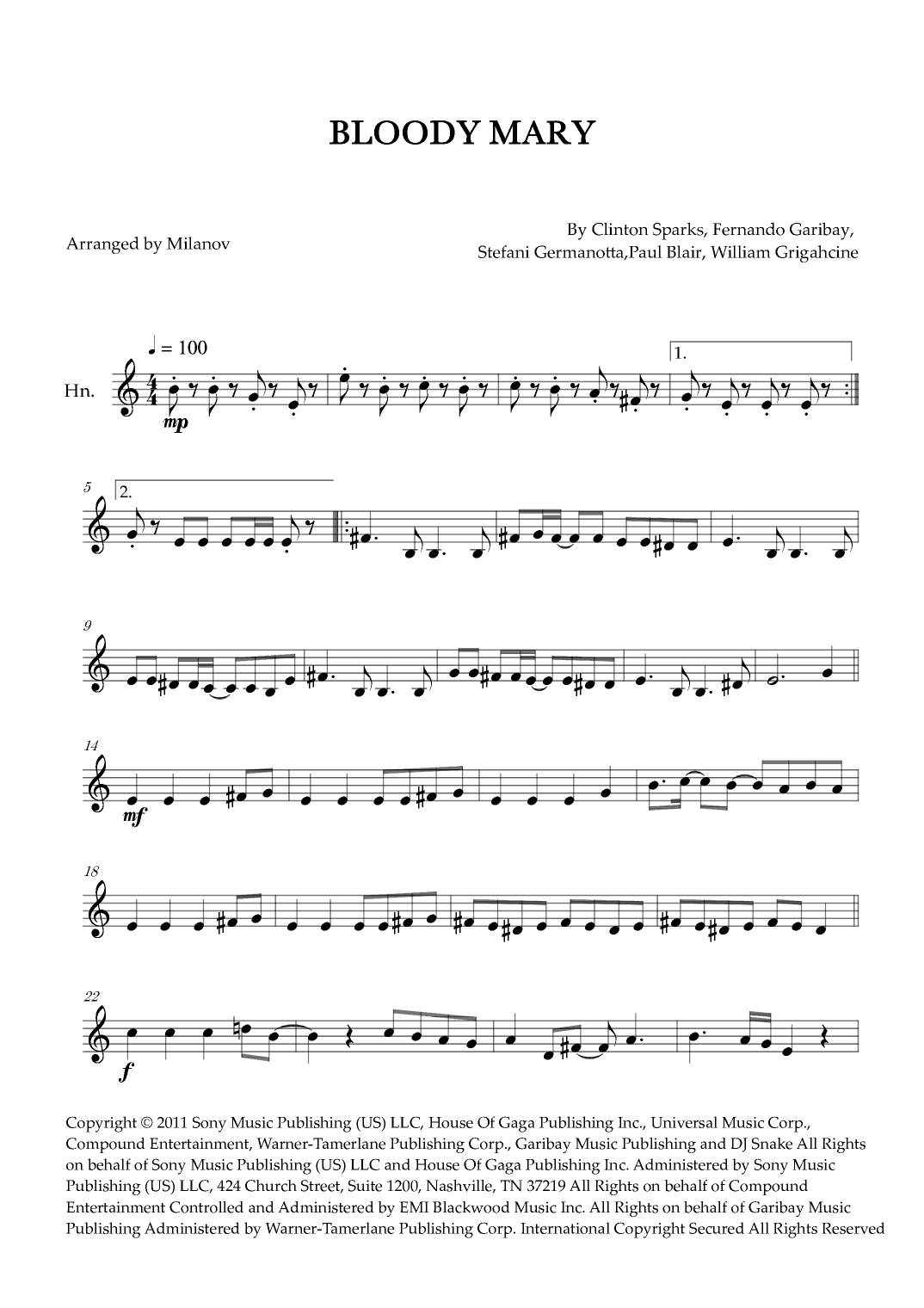 Bloody Mary (arr. Milanov)