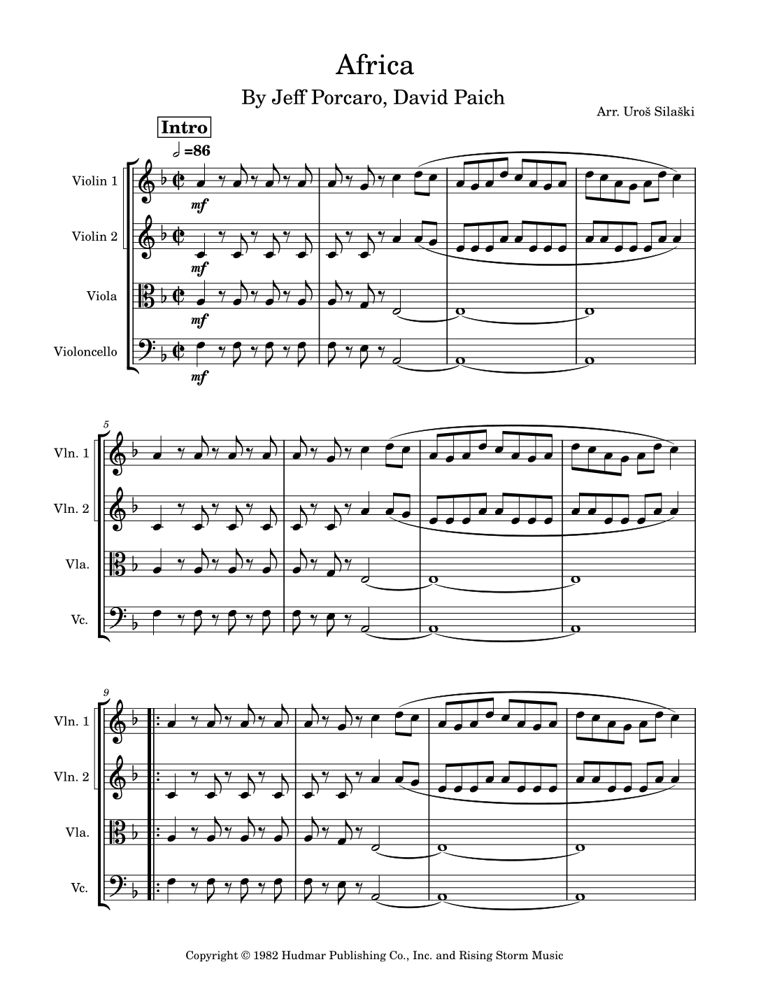 Africa (arr. Uros Silaski)