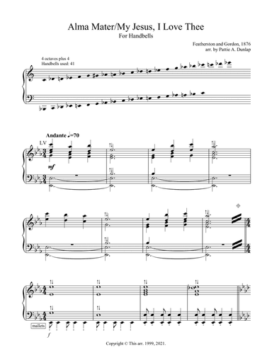 Alma Mater/My Jesus I Love Thee - for Handbells (arr. Pattie A. Dunlap)