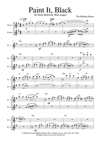 Paint It, Black (arr. Golden Skull Editions)