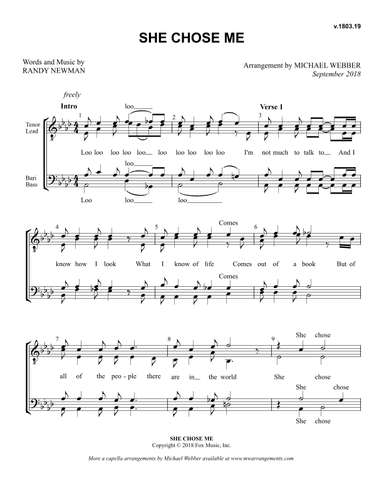 She Chose Me (arr. Michael Webber)