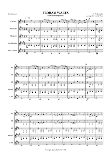 Flora's Waltz for Clarinet Quintet (arr. Martin Todd)
