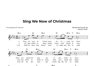 Sing We Now of Christmas (Key of B-Flat Minor) (arr. R. Salvario)