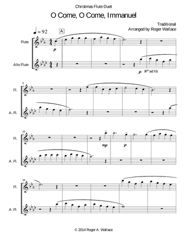 O Come, O Come, Immanuel (Emmanuel) - Flute Duet (arr. Roger Wallace)