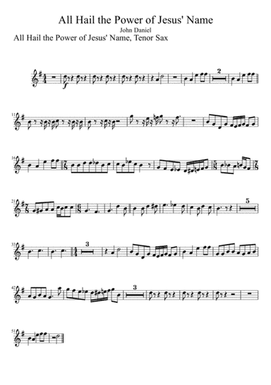 All Hail the Power of Jesus' Name, Tenor Sax (arr. John W. Daniel)