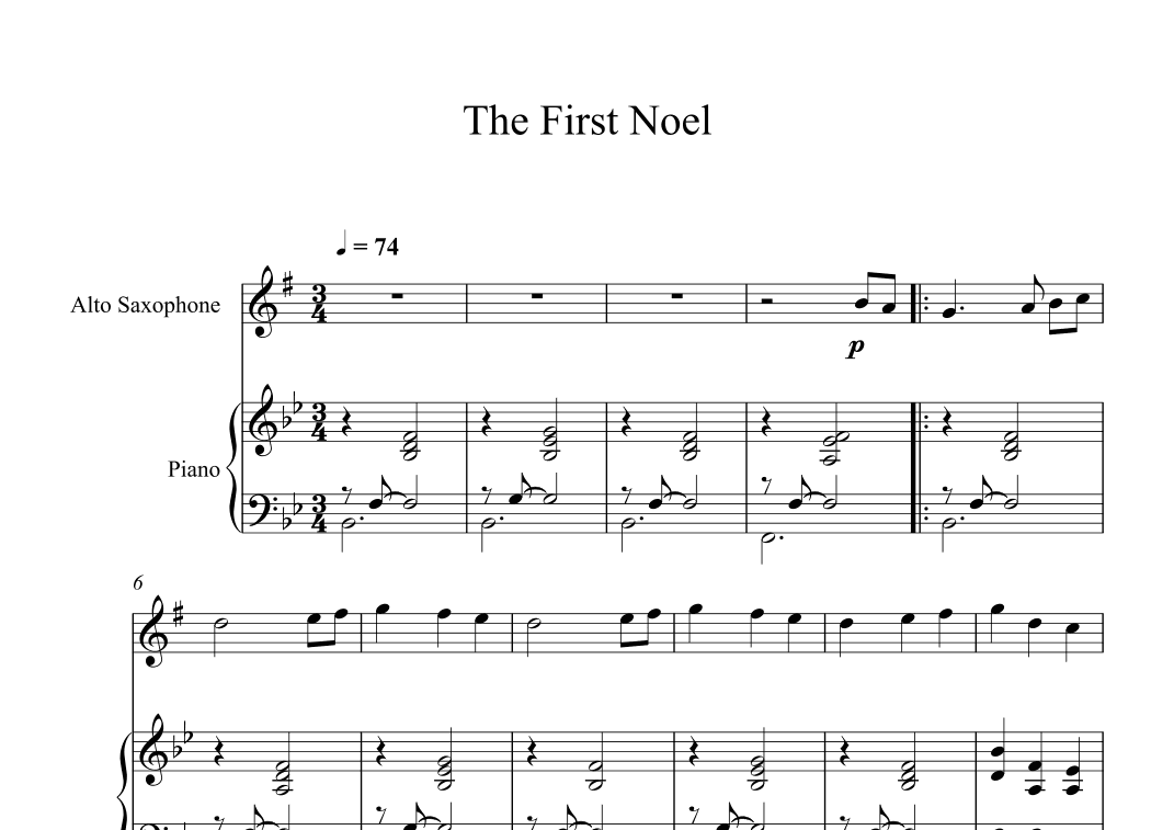 The First Noel (Alto Sax + Piano) (arr. Digital Book Music)