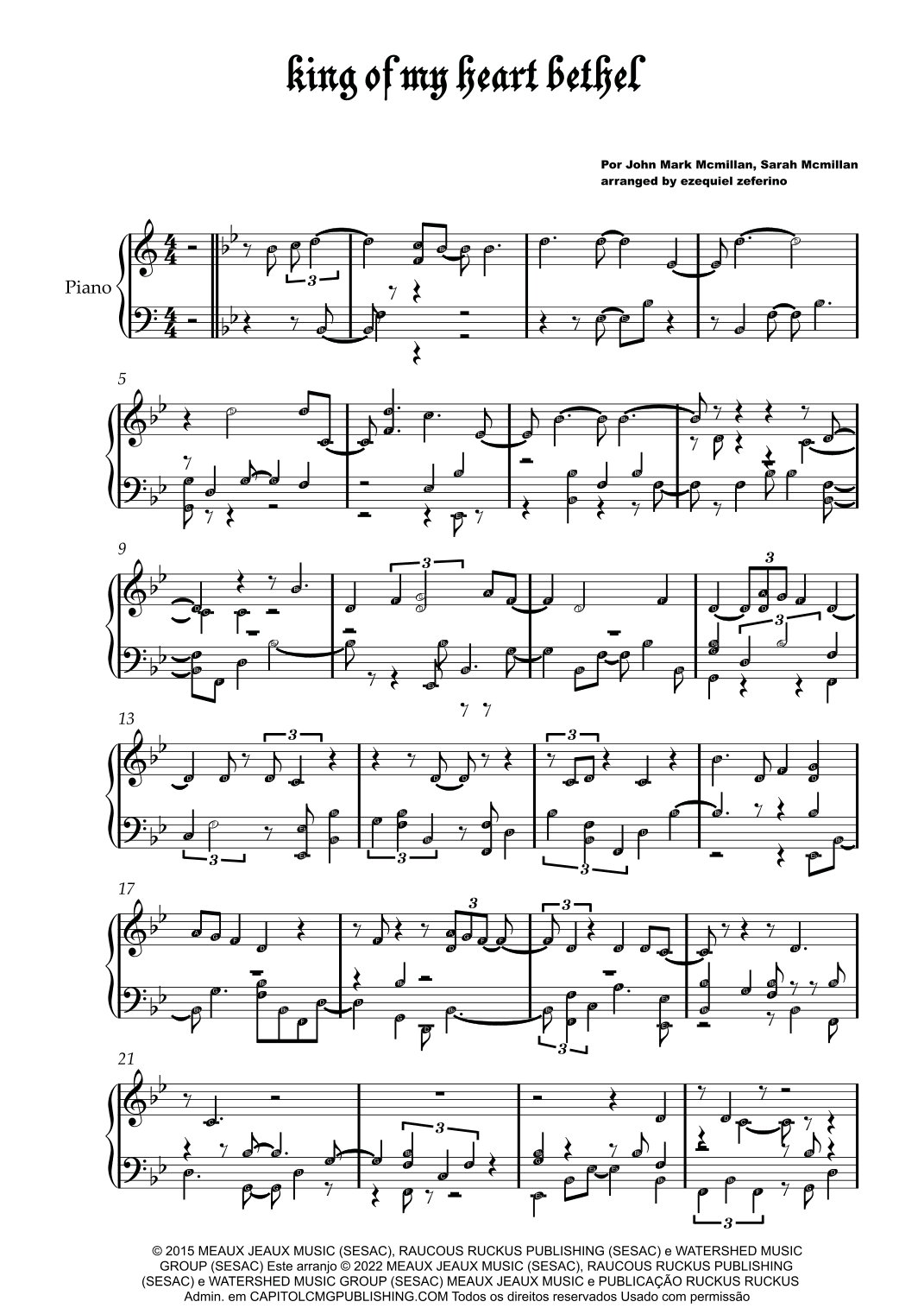 King Of My Heart (arr. by ezequiel zeferino)