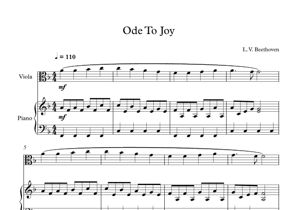 Ode To Joy - Ludwig Van Beethoven (Viola + Piano) (arr. Digital Book Music)