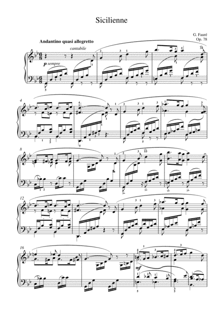 Faure - Sicilienne op.78 for piano solo (arr. Classical Sheetz)