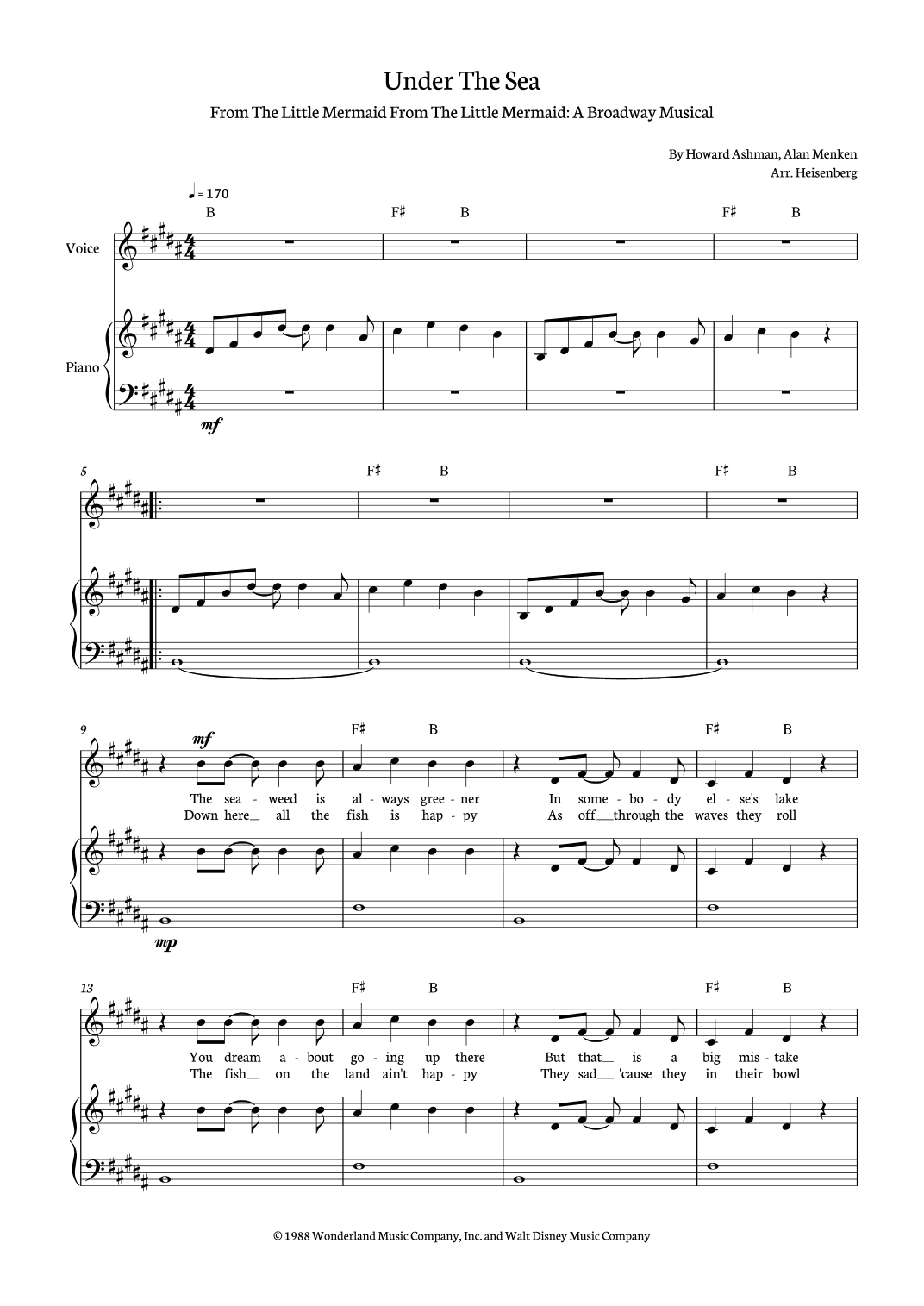 Under The Sea (arr. Heisenberg)