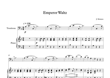 Emperor Waltz - Johann Strauss Jr. (Trombone + Piano) (arr. Digital Book Music)