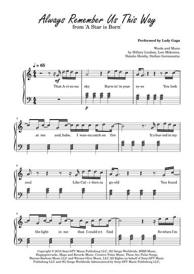 Always Remember Us This Way (arr. Published Harmony)