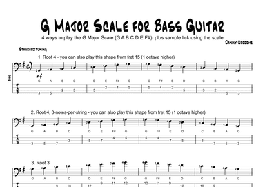 G Major Scale for Bass Guitar (4 Ways to Play)