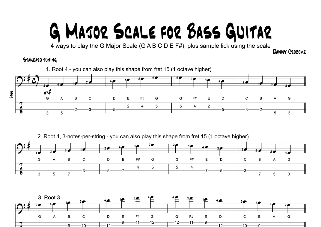 G Major Scale for Bass Guitar (4 Ways to Play)