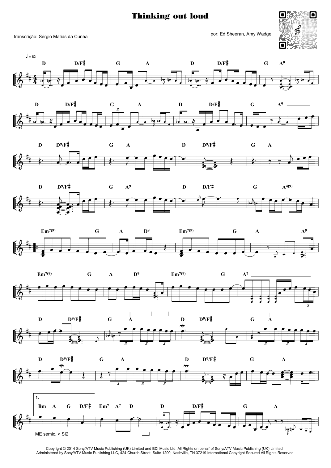 Thinking Out Loud (arr. Piano)