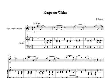 Emperor Waltz - Johann Strauss Jr. (Soprano Sax + Piano) (arr. Digital Book Music)