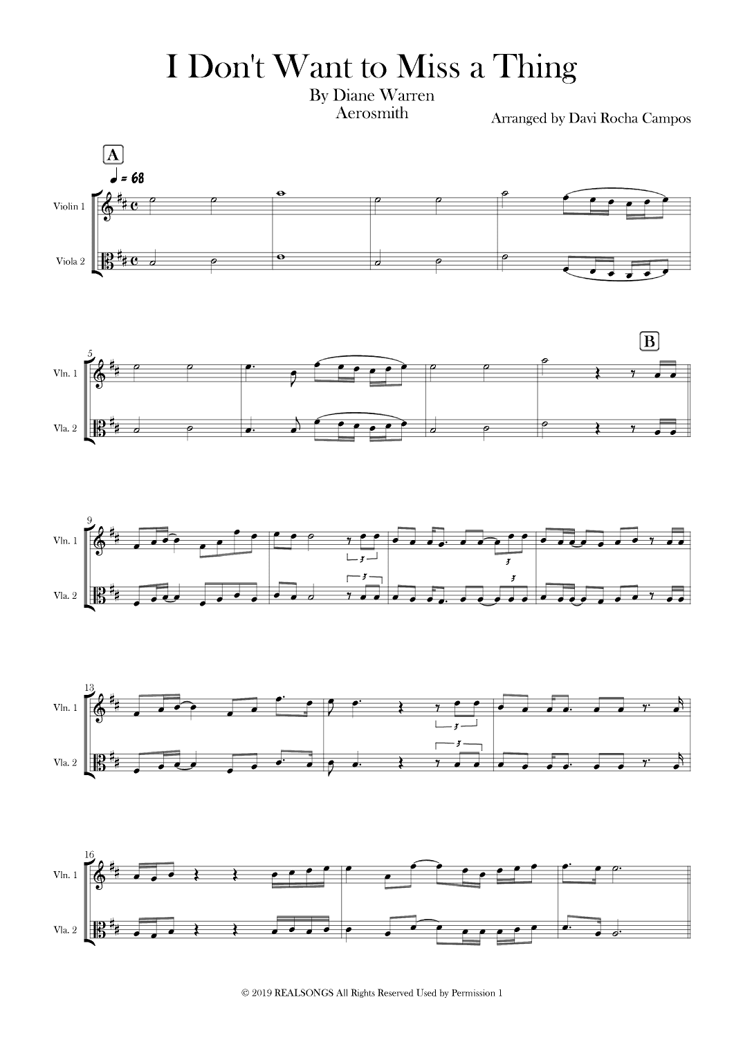 I Don't Want To Miss A Thing (arr. Davi Rocha Campos)