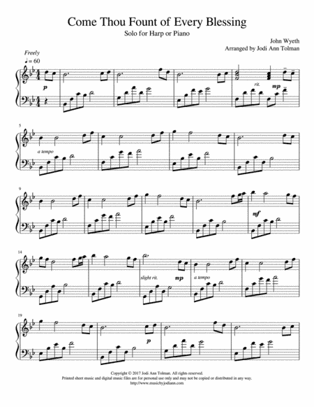 Come Thou Fount of Every Blessing, Harp Solo (arr. Jodi Ann Tolman)