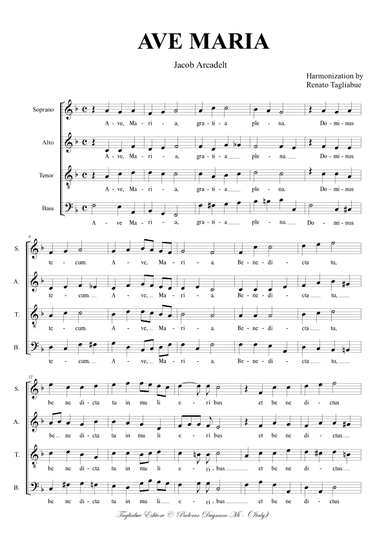 AVE MARIA - J. Arcadelt - Harmonization by Renato Tagliabue (arr. Renato Tagliabue)
