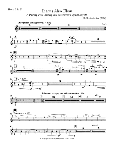 Icarus Also Flew: A Pairing with Beethoven's Symphony #5 - Horn 3 in F