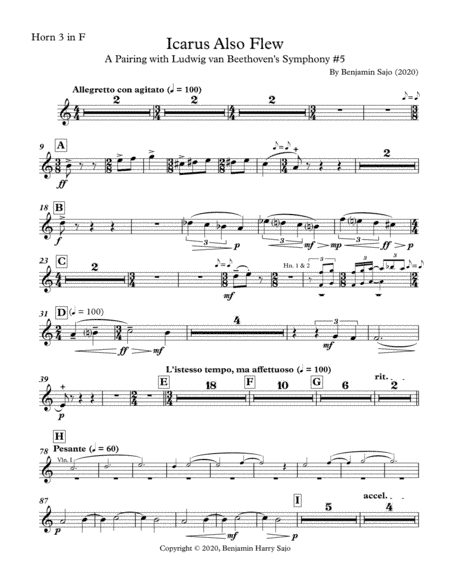 Icarus Also Flew: A Pairing with Beethoven's Symphony #5 - Horn 3 in F