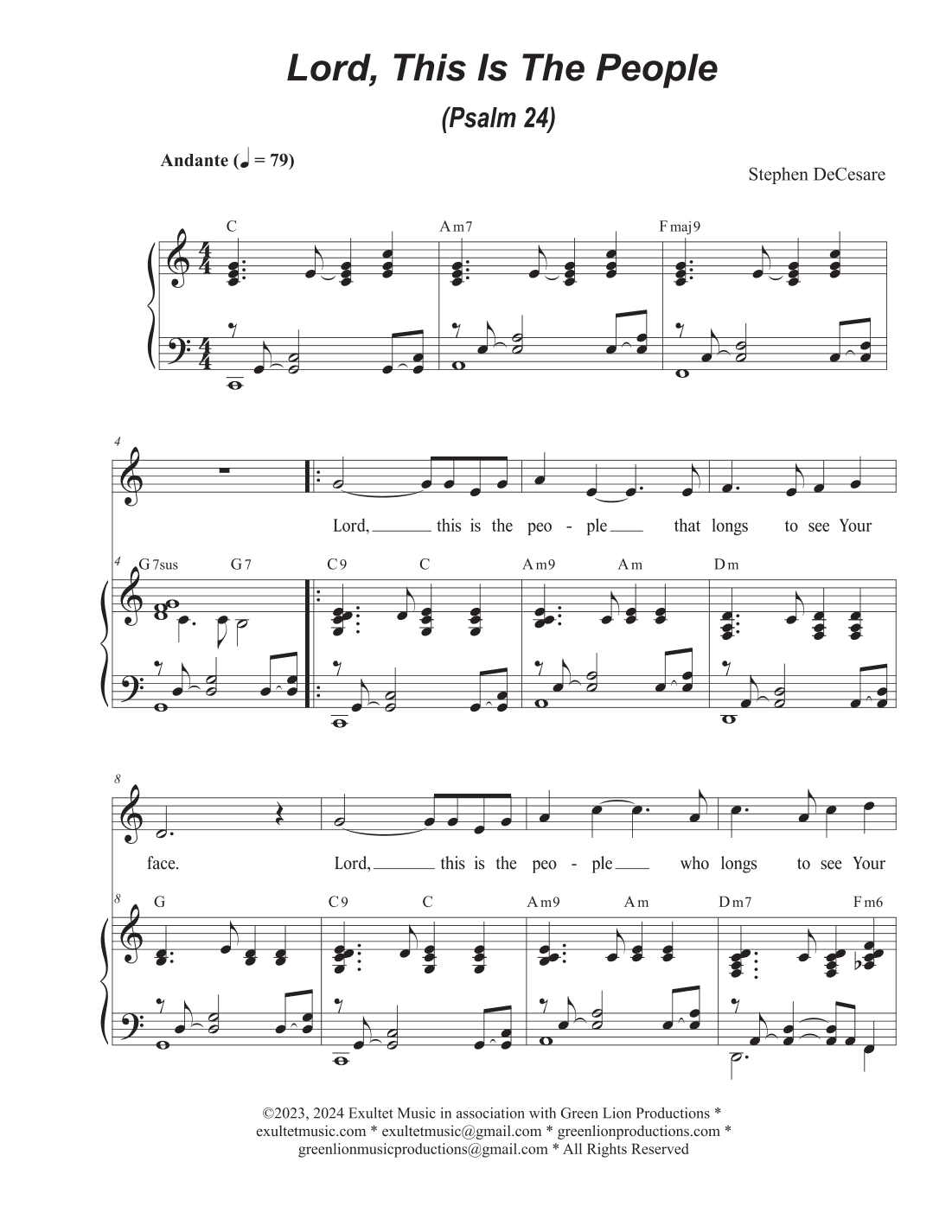 Lord, This Is The People (Psalm 24) (Unison choir - High Key)