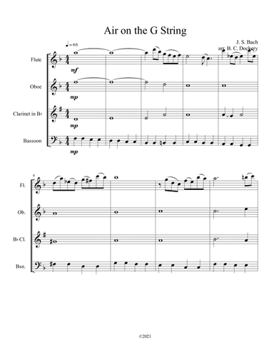 Air on the G String (Woodwind Quartet) (arr. B. C. Dockery)