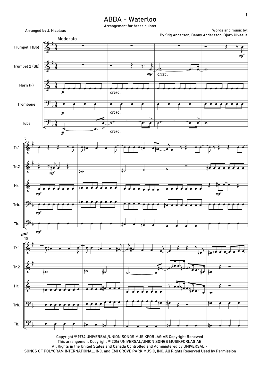 Waterloo (arr. John Nicolaus)