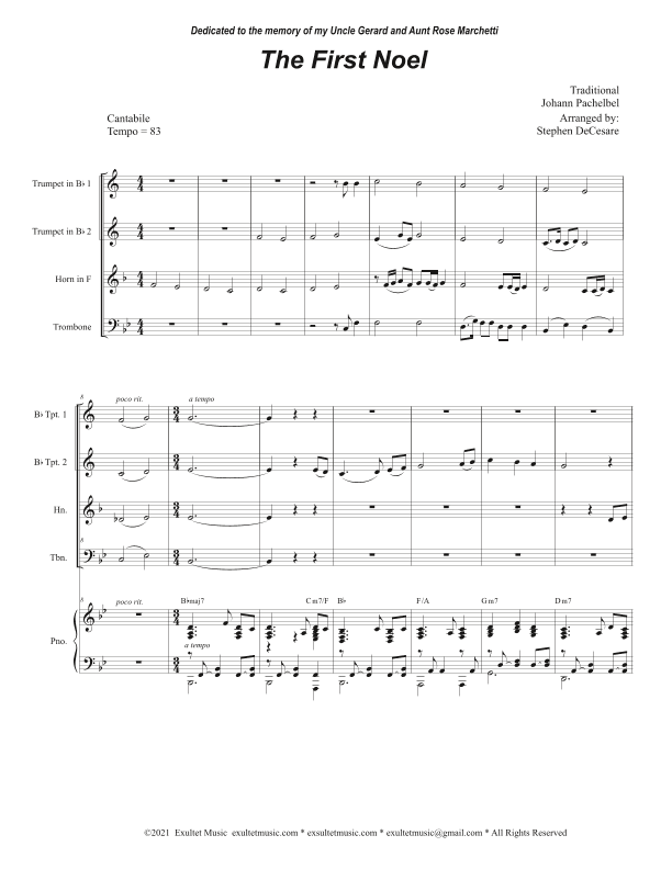 The First Noel (Brass Quartet and Piano) (arr. Stephen DeCesare)