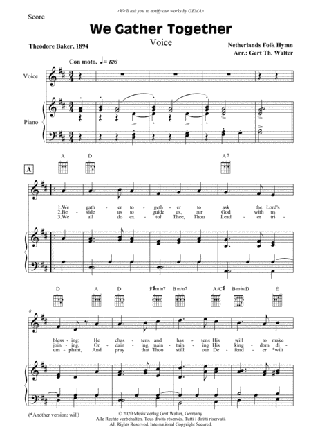 We Gather Together (arr. Gert Th. Walter)