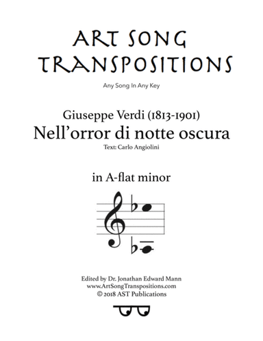 VERDI: Nell'orror di notte oscura (transposed to A-flat minor) (arr. ArtSongTranspositions.com)