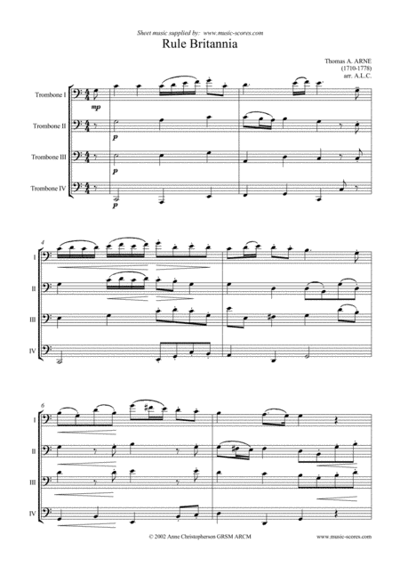 Rule Britannia - Trombone Quartet (arr. Anne L Christopherson GRSM ARCM)
