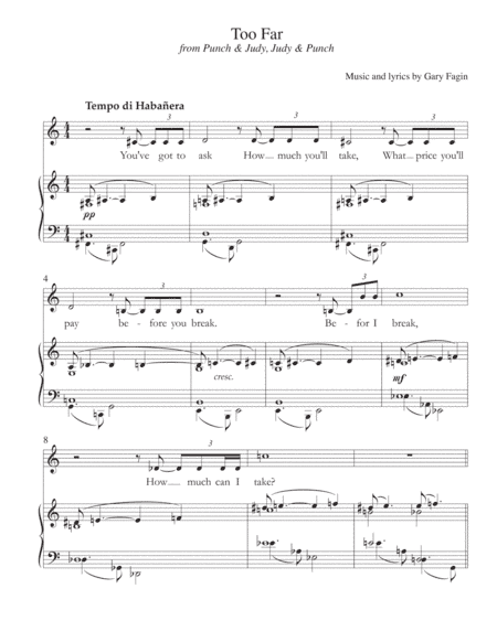 Too Far, for voice and piano