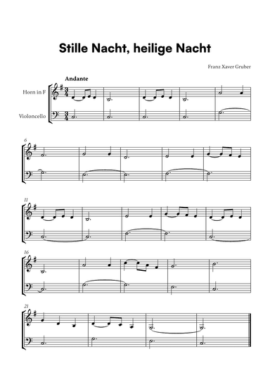 Stille Nacht, heilige Nacht (for French Horn and Cello) (arr. Cadenza Editions)