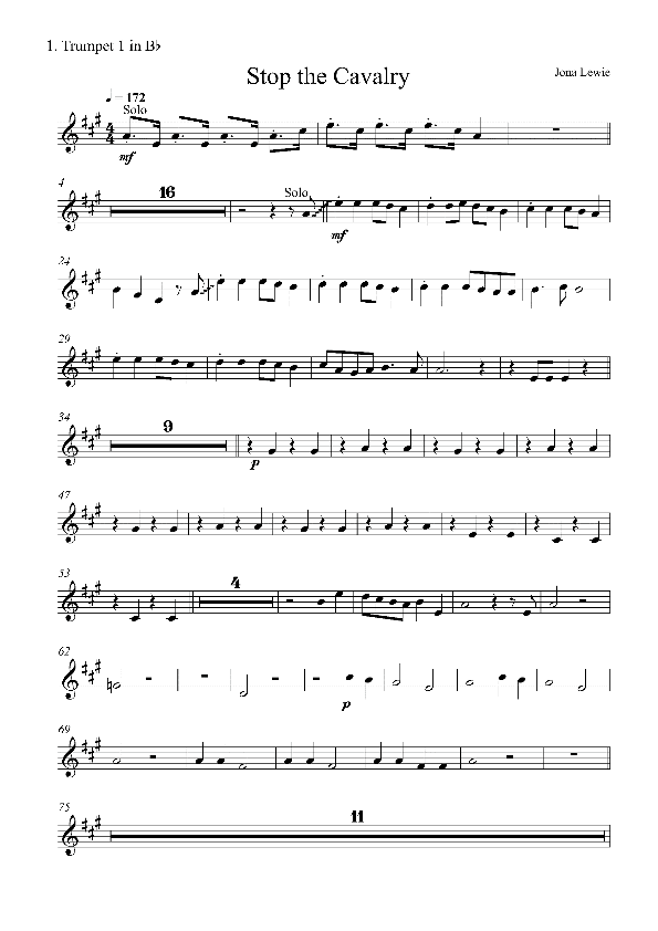 Stop The Cavalry (arr. Geoff Cloke)