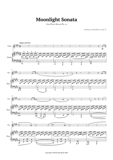 Moonlight Sonata by Beethoven for Violin and Piano (arr. Ander)